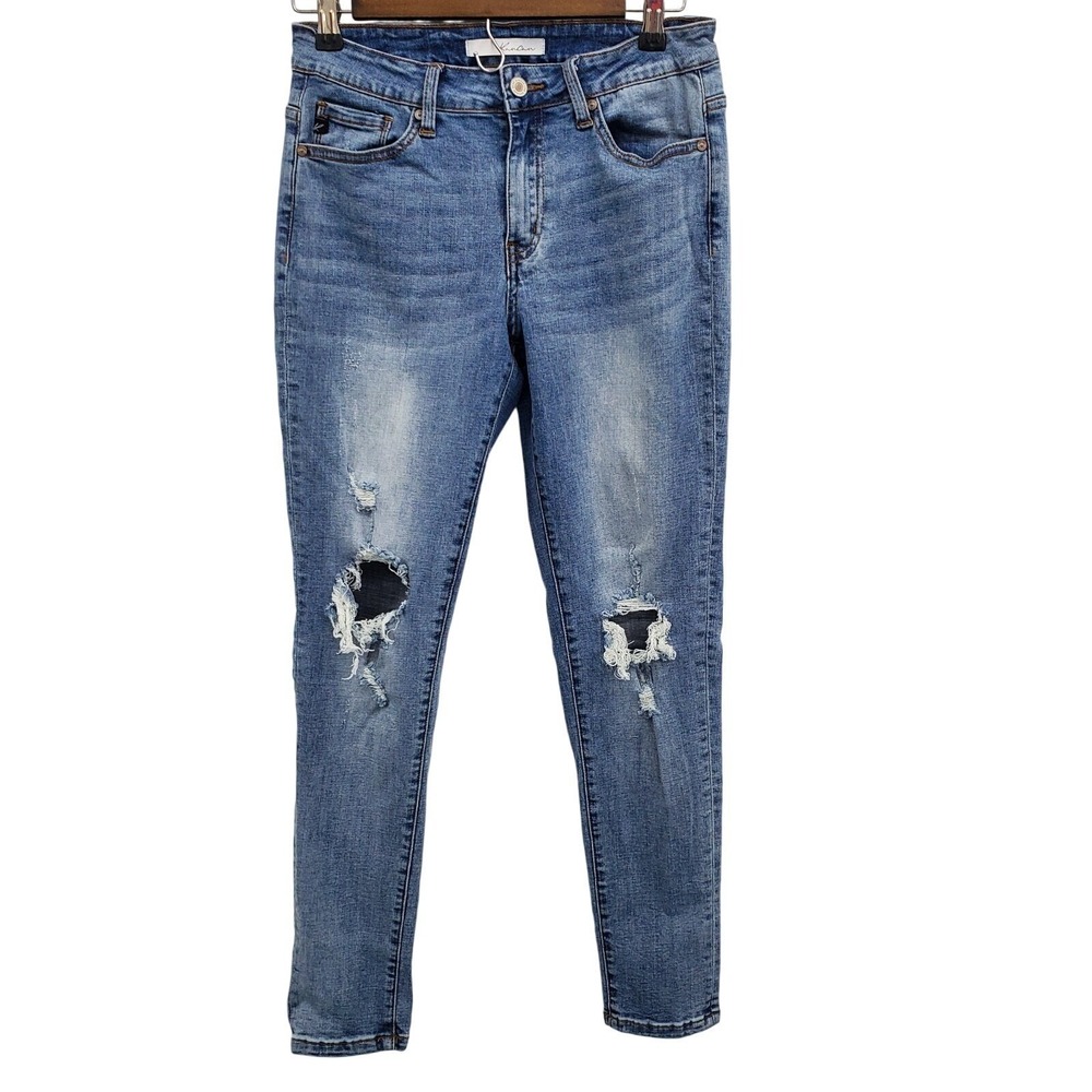 KanCan Distressed Skinny Jeans Mid Rise Medium Wash W9/28 Grunge Casual Everyday